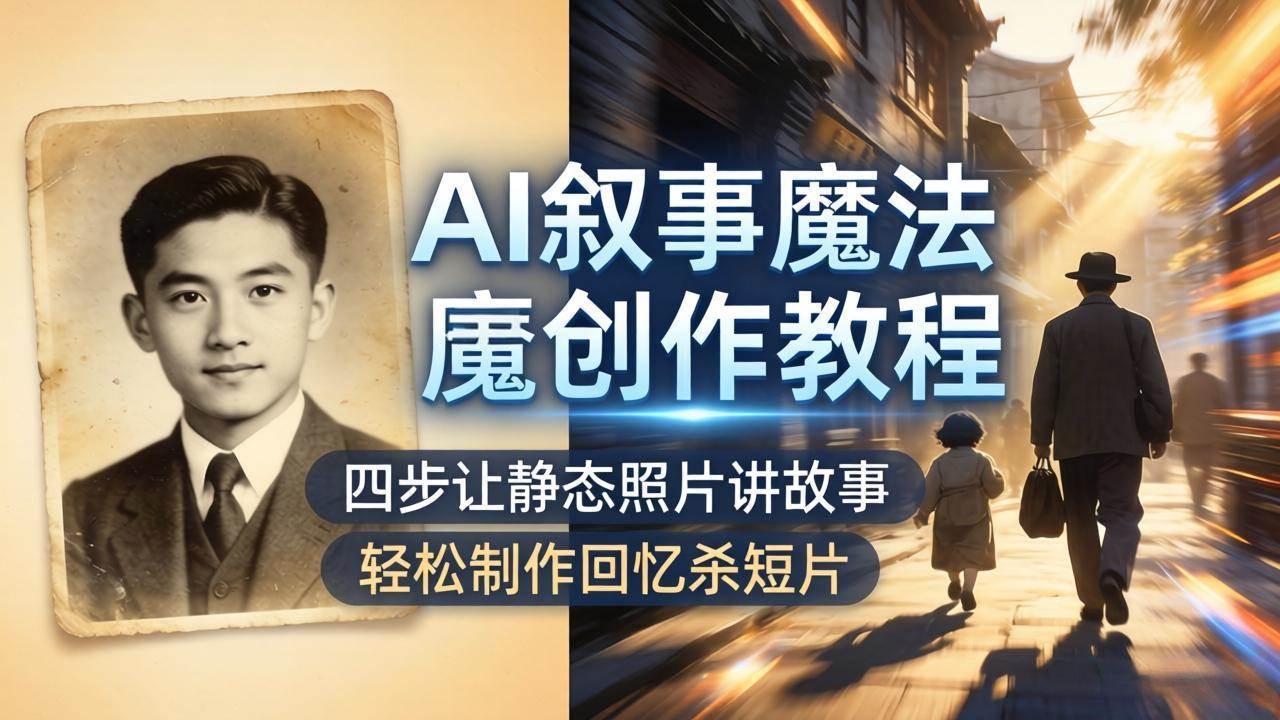 （18208期）AI叙事魔法创作教程，四步让静态照片讲故事，老照片修复加动态特效，轻松制作回忆杀短片-智云网