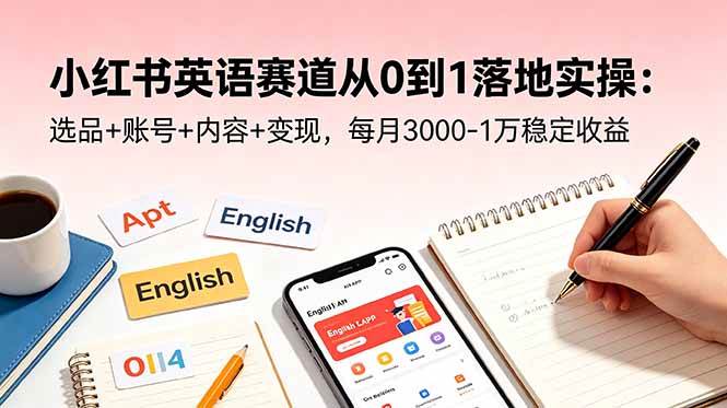 (18771期)小红书英语赛道从0到1落地实操:选品+账号+内容+变现,每月3000-1万稳定收益-智云网