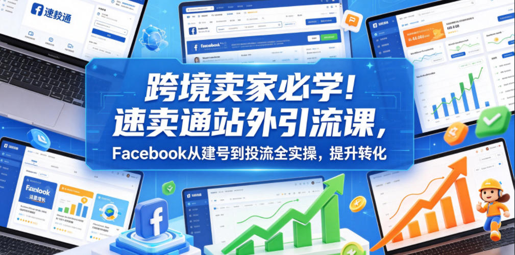 跨境卖家必学!速卖通站外引流课,Facebook从建号到投流全实操,提升转化-智云网