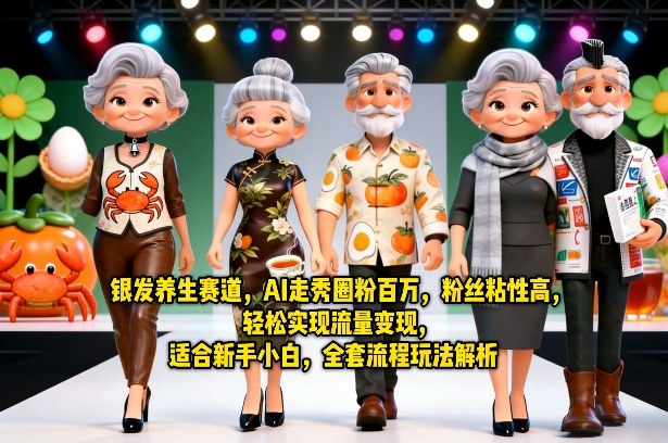 银发养生赛道,AI走秀圈粉百万,粉丝粘性高,轻松实现流量变现,适合新手小白,全套流程玩法解析-智云网