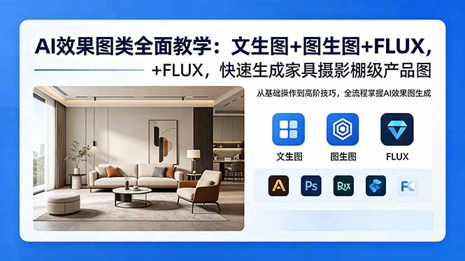 AI效果图类全面教学:文生图+图生图+FLUX,快速生成家具摄影棚级产品图-智云网