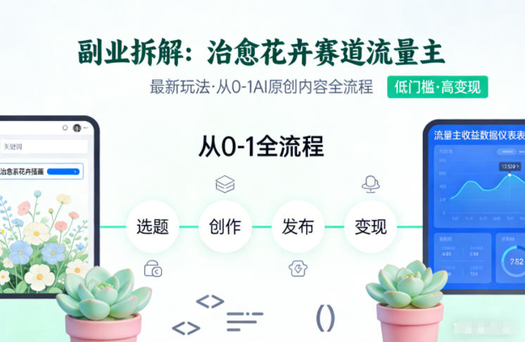 副业拆解:治愈花卉赛道流量主最新玩法,从0-1AI原创内容全流程