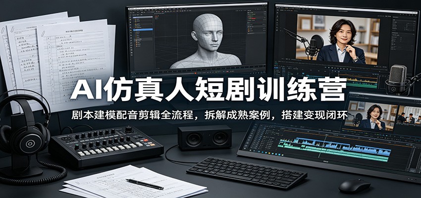 AI仿真人短剧训练营:剧本建模配音剪辑全流程,拆解成熟案例,搭建变现闭环-智云网
