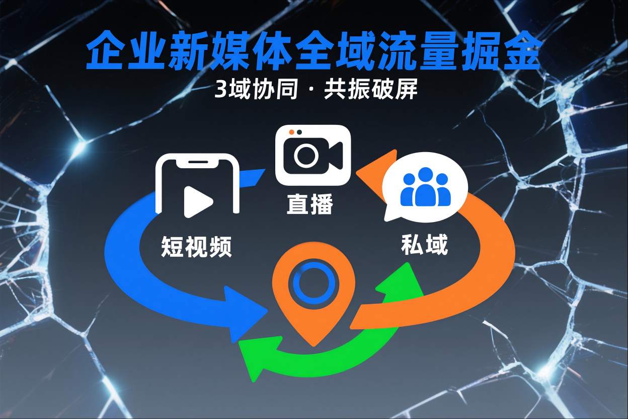 短视频全域商业模式,企业新媒体全域流量掘金,3域协同,共振破屏,短视频-直播-私域-地域-智云网