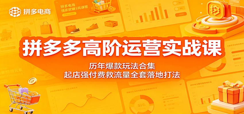 拼多多高阶运营实战课:历年爆款玩法合集,起店强付费救流量全套落地打法-智云网