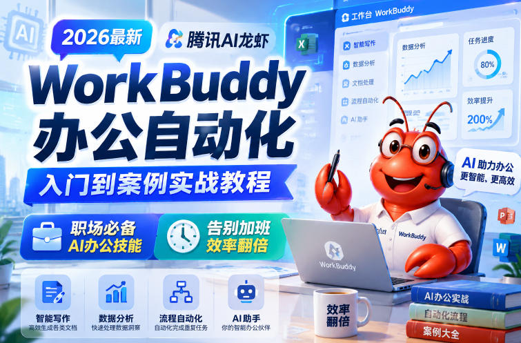 2026最新腾讯AI龙虾WorkBuddy办公自动化入门到案例实战教程,职场必备AI办公技能,告别加班,效率翻倍-智云网