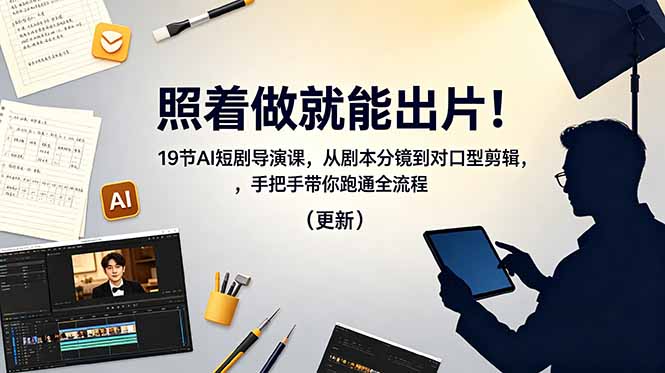 照着做就能出片!19节AI短剧导演课,从剧本分镜到对口型剪辑,手把手带你跑通全流程(更新-智云网