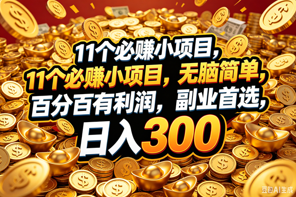 (18756期)11个必赚的小项目,百分百赚元子,无脑简单,副业首选,日入300+-智云网