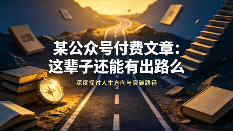 某公众号付费文章:这辈子还能有出路么-智云网