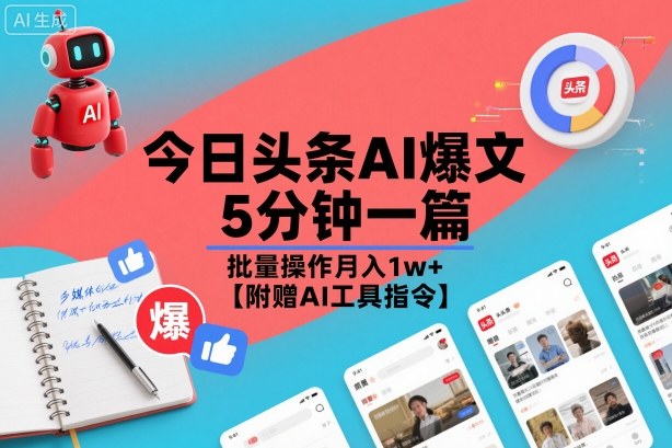 今日头条AI爆文,5分钟一篇,批量操作月入1w+【附赠AI工具指令】-智云网