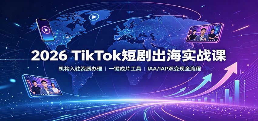 2026 TikTok短剧出海实战课:机构入驻资质办理,一键成片工具,IAA/IAP双变现全流程-智云网