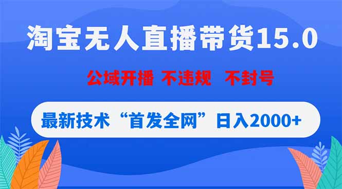 淘宝无人直播带货15.0,不封号,不违规,公域玩法,首发全网日入2000+-智云网