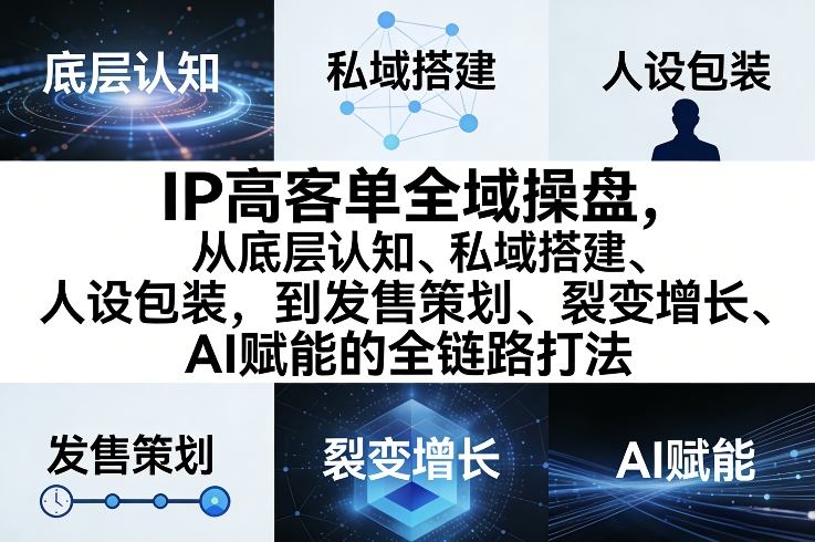 IP高客单全域操盘,从底层认知、私域搭建、人设包装,到发售策划、裂变增长、AI赋能的全链路打法-智云网