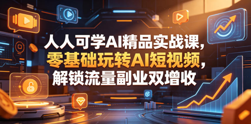 人人可学AI精品实战课,零基础玩转AI短视频,解锁流量副业双增收-智云网