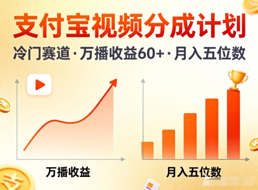 支付宝视频分成计划,做冷门赛道,万播收益60+,月入五位数!-智云网