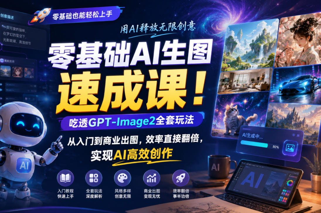 零基础AI生图速成课!吃透GPT-Image2全套玩法,从入门到商业出图,效率直接翻倍,实现AI高效创作-智云网