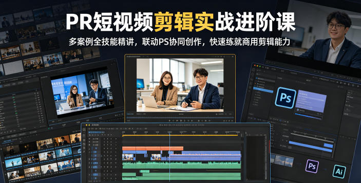 PR短视频剪辑实战进阶课,多案例全技能精讲,联动PS协同创作,快速练就商用剪辑能力-智云网