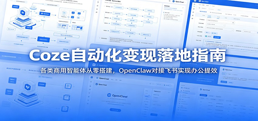 Coze自动化变现落地指南:各类商用智能体从零搭建,OpenClaw对接飞书实现办公提效-智云网
