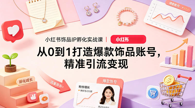 小红书饰品IP孵化实战课|从0到1打造爆款饰品账号,精准引流变现 小红书饰品IP孵化实战课|从0到1打造爆款饰品账号,精准引流变现