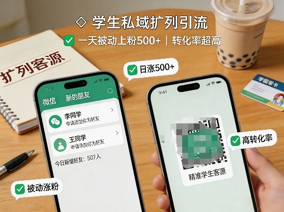 学生私域扩列引流,一天被动上粉500+,转化率超高-智云网