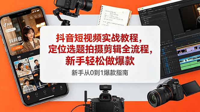 抖音短视频实战教程,定位选题拍摄剪辑全流程,新手轻松做爆款-智云网