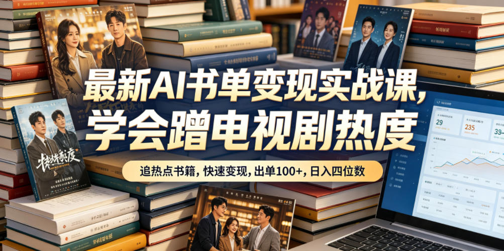 最新AI书单变现实战课，学会蹭电视剧热度，追热点书籍，快速变现，出单100+，日入四位数-智云网