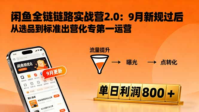 闲鱼变现课3.0:掌握链接优化、流量提升、商业变现,单日利润800+-智云网