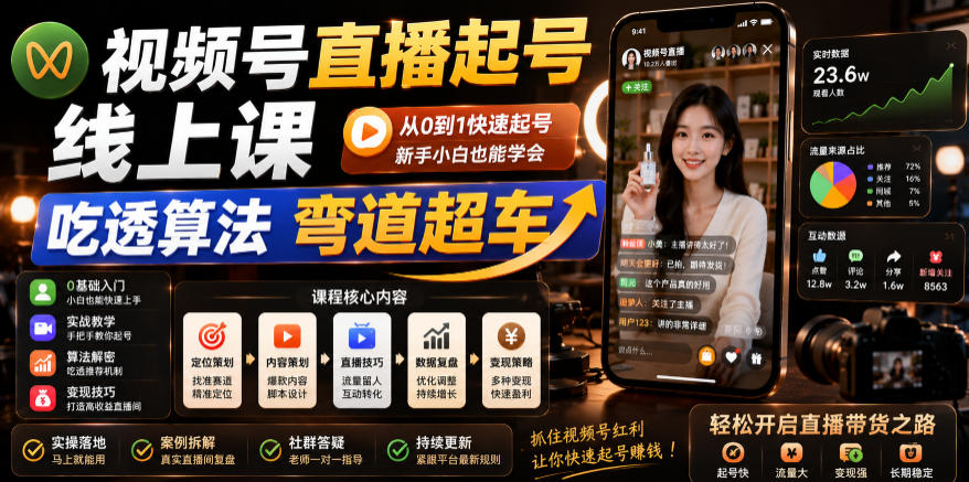 视频号直播起号线上课,吃透算法弯道超车(2026年6月)-智云网