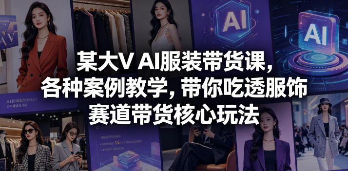 某大V AI服装带货课,各种案例教学,带你吃透服饰赛道带货核心玩法 某大V AI服装带货课,各种案例教学,带你吃透服饰赛道带货核心玩法
