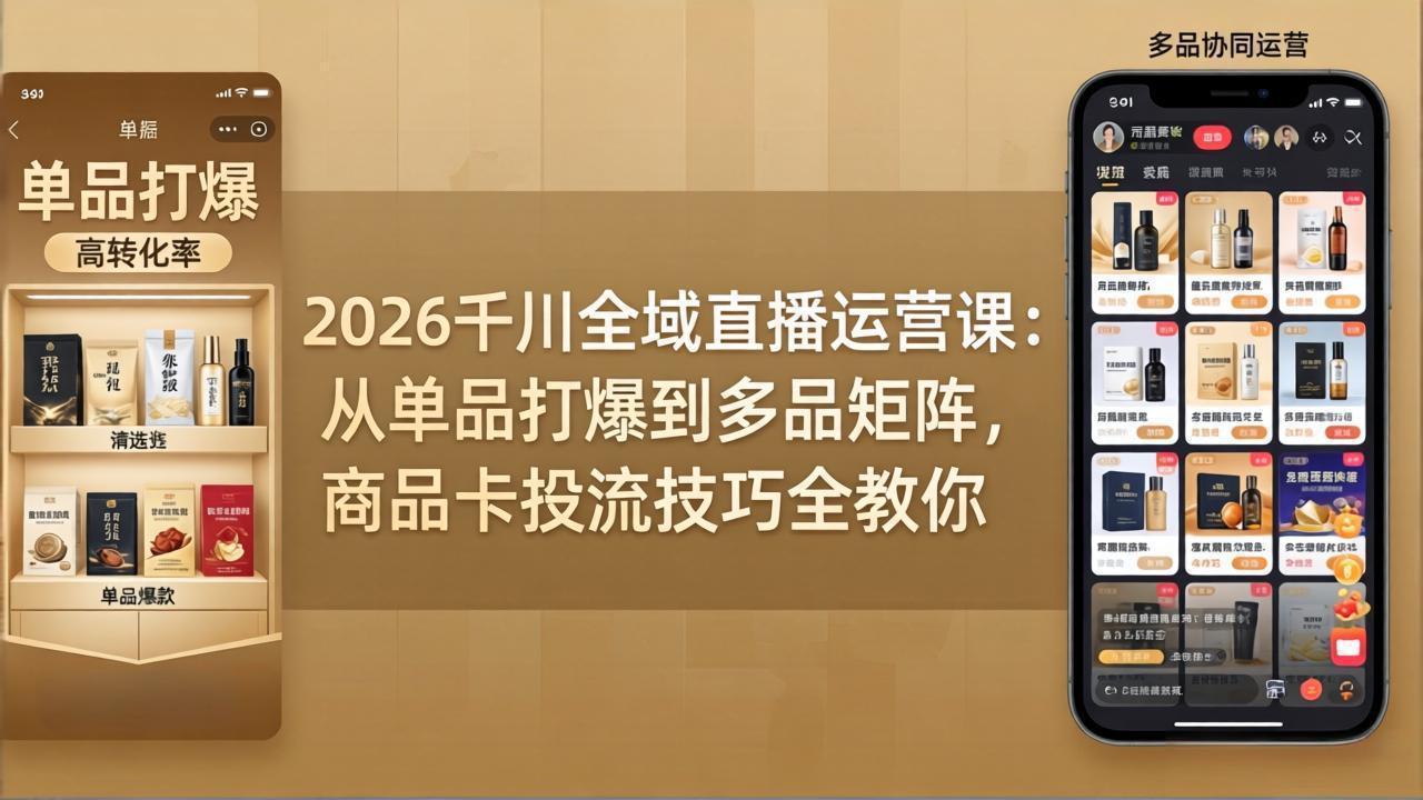 2026千川全域直播运营课:从单品打爆到多品矩阵,商品卡投流技巧全教你-智云网