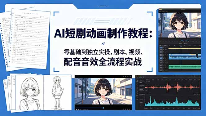 AI短剧动画制作教程:零基础到独立实操,剧本、视频、配音音效全流程实战-智云网