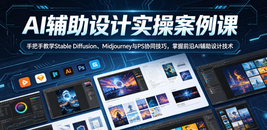 AI辅助设计实操案例课，手把手教学Stable Diffusion、Midjourney与PS协同技巧，掌握前沿AI辅助设计技术-智云网
