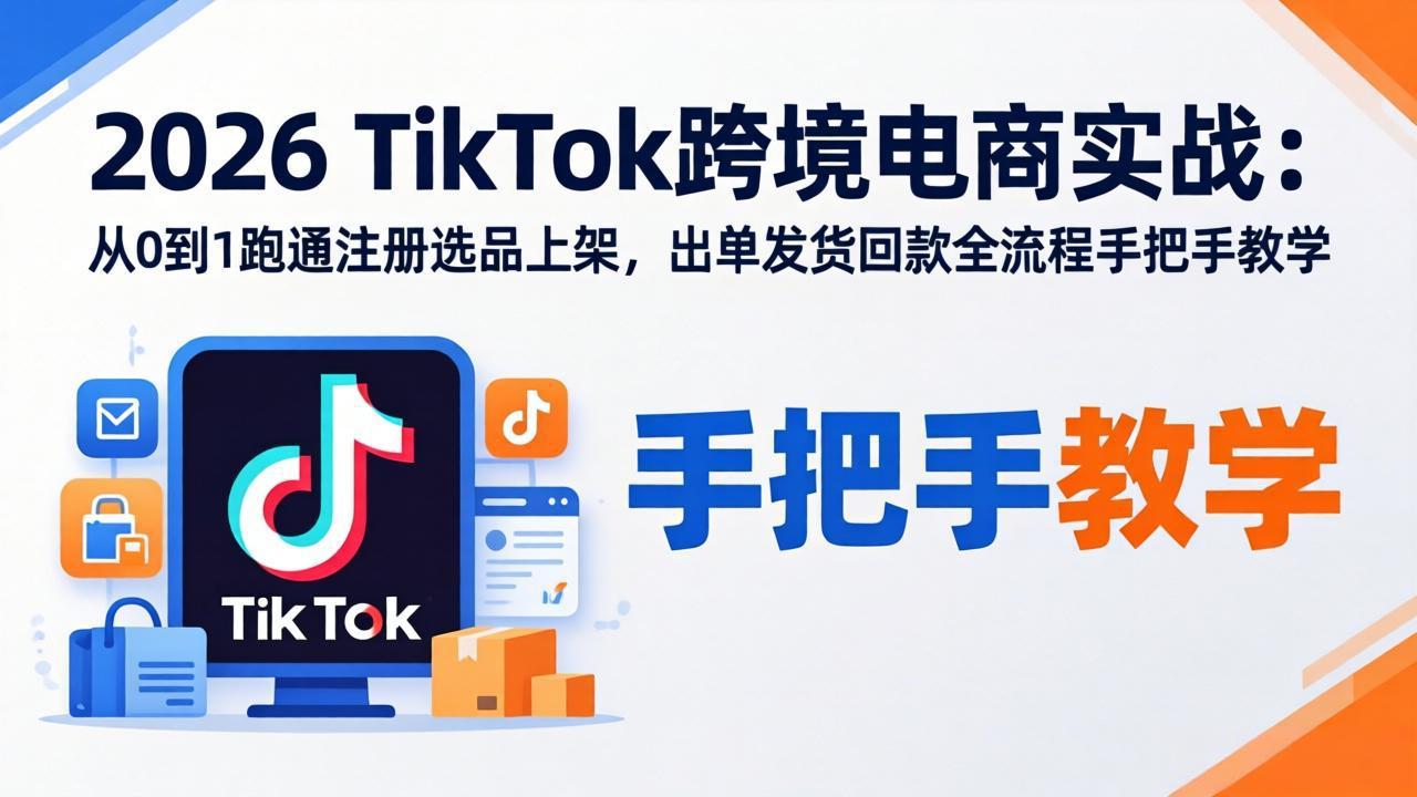2026TikTok跨境电商实战-更新:从0到1跑通注册选品上架,出单发货回款全流程手把手教学-智云网