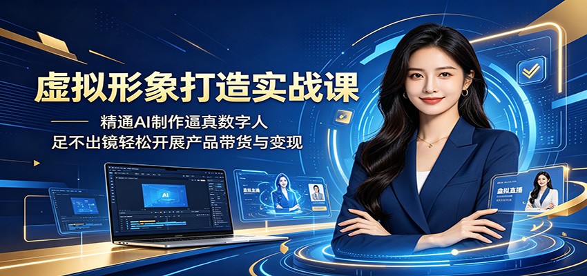 虚拟形象打造实战课:精通AI制作逼真数字人,足不出镜轻松开展产品带货与变现-智云网