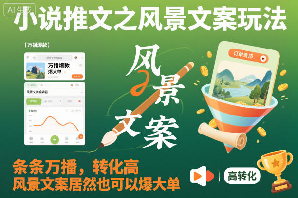 小说推文之风景文案玩法,条条万播,转化高,风景文案居然也可以爆大单!-智云网
