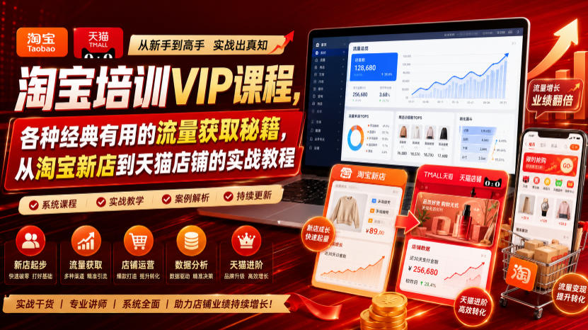 淘宝培训VIP课程，各种经典有用的流量获取秘籍，从淘宝新店到天猫店铺的实战教程（更新7月29日）-智云网