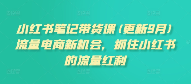 小红书笔记带货课(更新25年12月)流量电商新机会,抓住小红书的流量红利-智云网