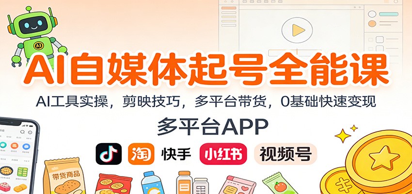 AI自媒体起号全能课:AI工具实操,剪映技巧,多平台带货,0基础快速变现-智云网