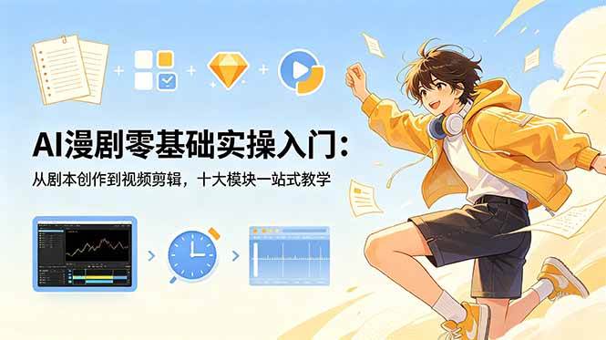 (18812期)AI漫剧零基础实操入门:从剧本创作到视频剪辑,十大模块一站式教学 (18812期)AI漫剧零基础实操入门:从剧本创作到视频剪辑,十大模块一站式教学