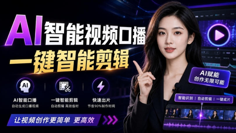 AI智能视频口播一键剪辑,轻松出效果!口播动效库Skill来了,一键给添加动态文字、数据展示等video-talkcraft-智云网