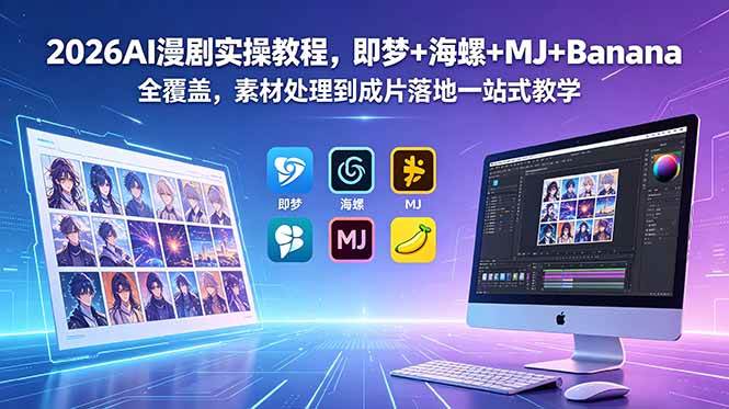 (18774期)2026AI漫剧实操教程,即梦+海螺+MJ+Banana全覆盖,素材处理到成片落地一站式教学-智云网