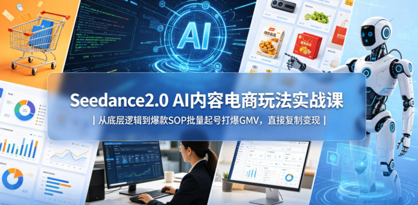 Seedance2.0 AI内容电商玩法实战课|从底层逻辑到爆款SOP批量起号打爆GMV,直接复制变现-智云网