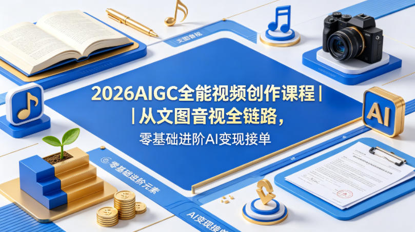2026AIGC全能视频创作课程|从文图音视全链路,零基础进阶AI变现接单-智云网