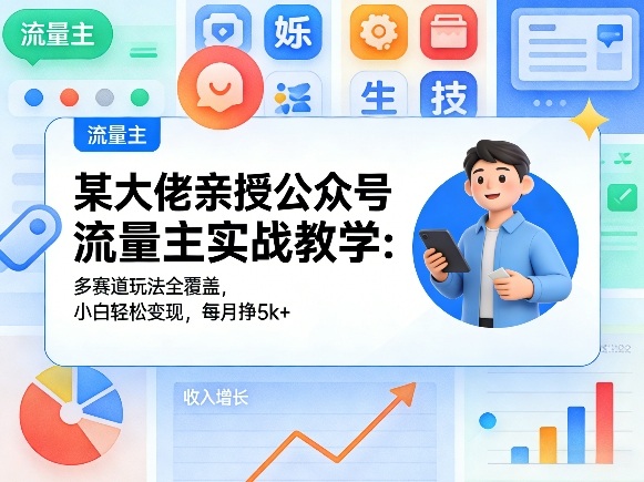 某大佬亲授公众号流量主实战教学:多赛道玩法全覆盖,小白轻松变现,每月多挣5k+-智云网