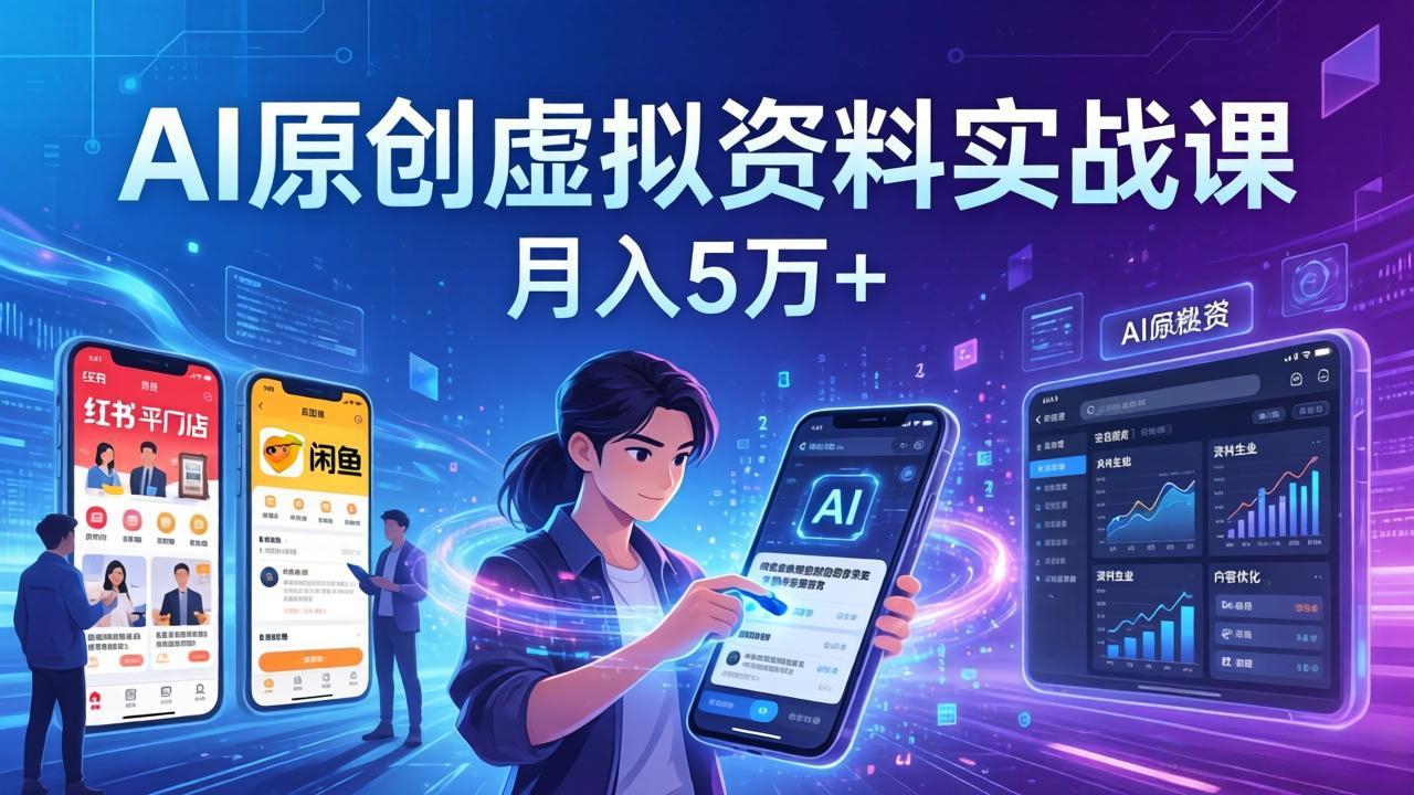 AI原创虚拟资料实战课:2026新机会,小红书闲鱼开店,普通人用AI轻松变现,月入5万+-智云网
