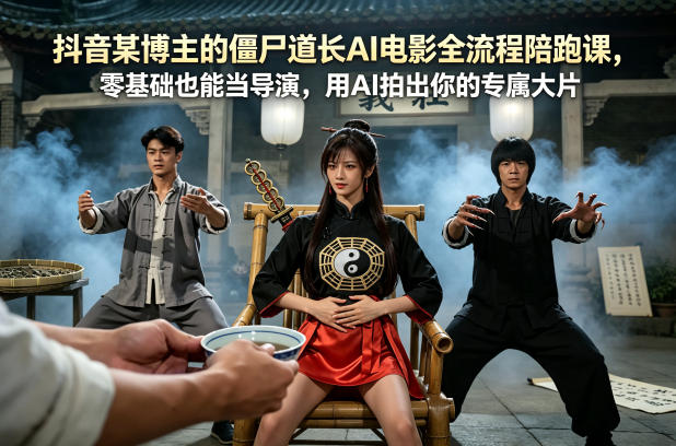 抖音某博主的僵尸道长AI电影全流程陪跑课,零基础也能当导演,用AI拍出你的专属大片 抖音某博主的僵尸道长AI电影全流程陪跑课,零基础也能当导演,用AI拍出你的专属大片