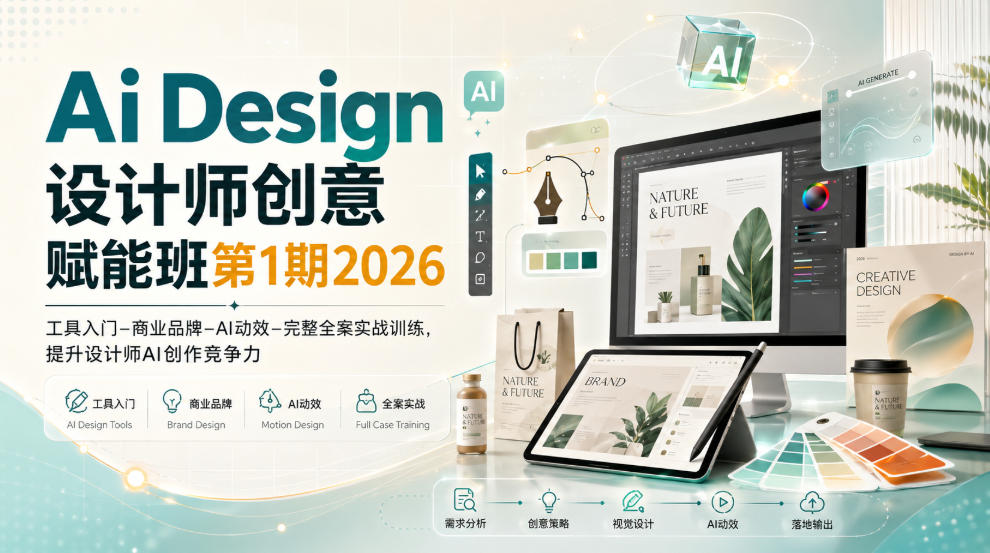 Ai Design设计师创意赋能班第1期2026|工具入门‑商业品牌‑AI动效‑完整全案实战训练,提升设计师AI创作竞争力-智云网