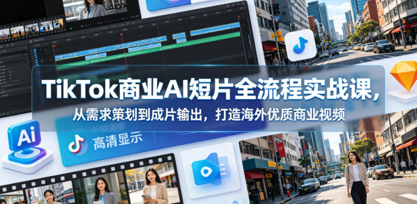 TikTok商业AI短片全流程实战课,从需求策划到成片输出,打造海外优质商业视频 TikTok商业AI短片全流程实战课,从需求策划到成片输出,打造海外优质商业视频