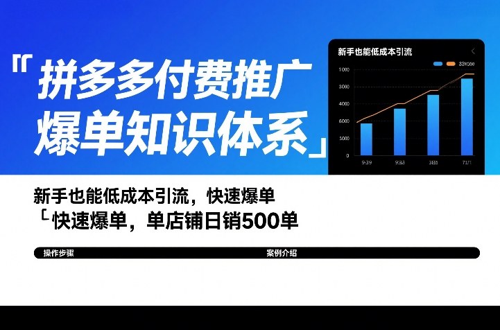 拼多多付费推广爆单知识体系,新手也能低成本引流,快速爆单,单店铺日销500单-智云网