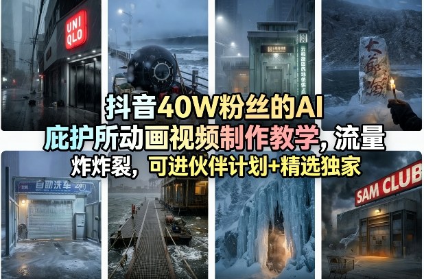 抖音40W粉丝的AI庇护所动画视频制作教学,流量炸裂,可进伙伴计划+精选独家